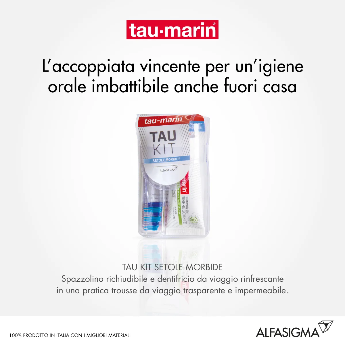 Tau-Marin Kit Spazzolino Morbido + Dentifricio Gel 20 ml Rinfrescate alle Erbe