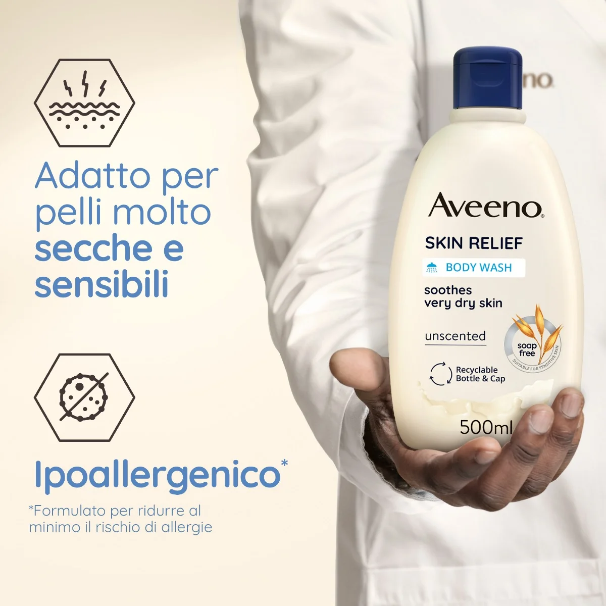 Aveeno Skin Relief Wash Bagno Doccia Lenitivo 500 Ml Formula Vegana