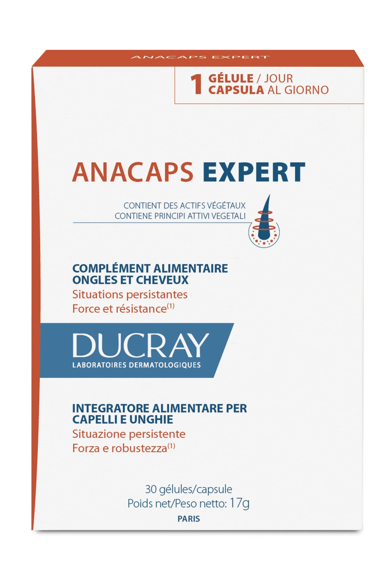 Ducray Anacaps Expert Integratore Alimentare per Capelli 30 Capsule Situazione Persistente