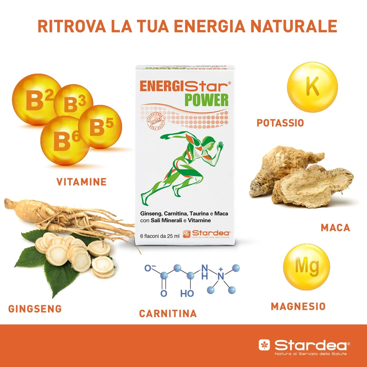 Energistar Power 6 Flaconcini Integratore Energetico