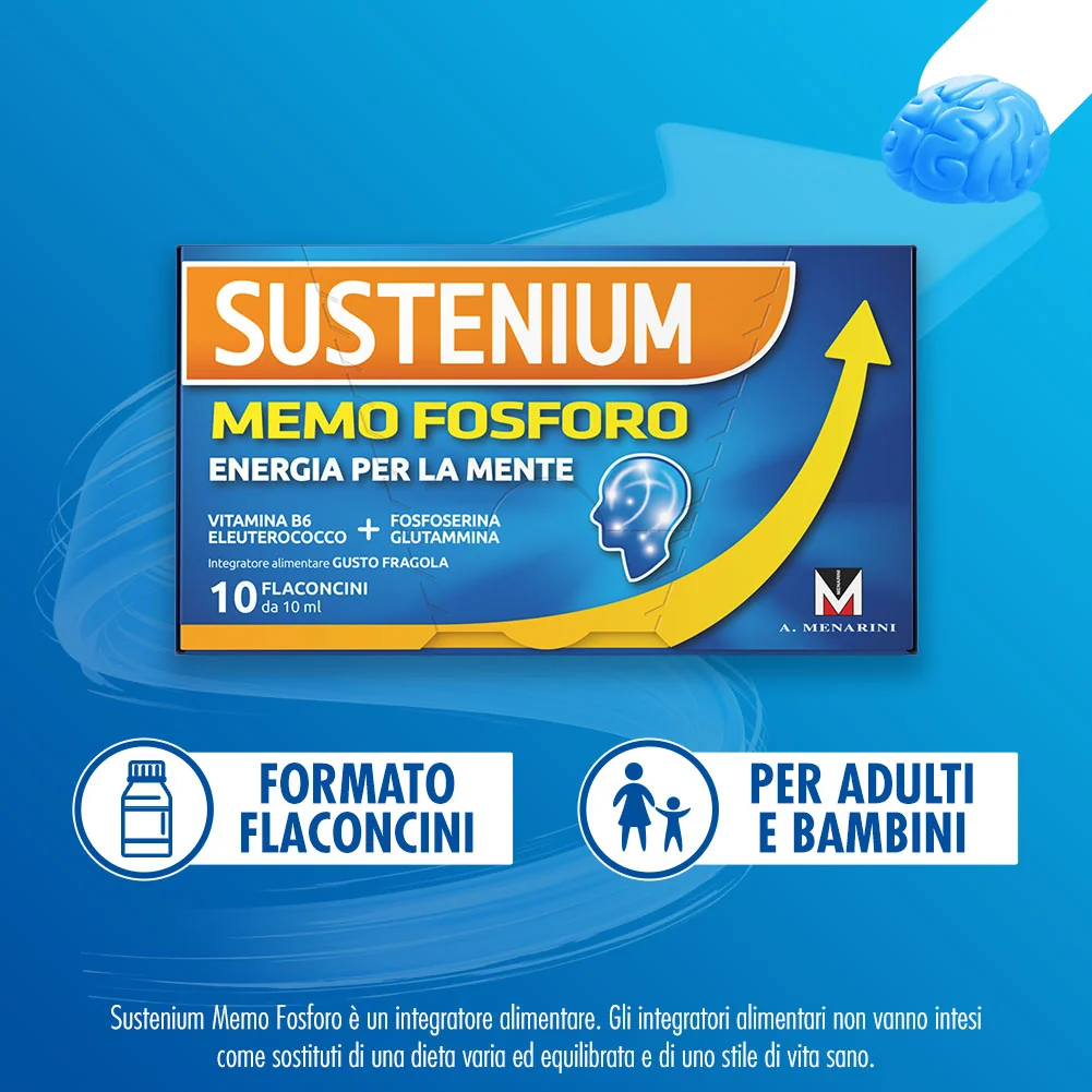 Sustenium Memo Fosforo Integratore Memoria e Concentrazione 10 Flaconcini Memoria e Concentrazione