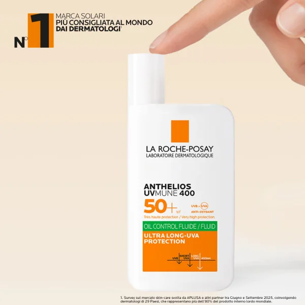 La Roche-Posay Anthelios UVMune 400 Fluido Oil Control SPF50+ 50 ml Solare Viso Ideale per la pelle grassa