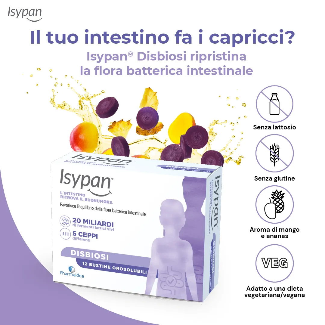 Isypan® Disbiosi Fermenti Lattici -12 Bustine Orosolubili Benessere Intestinale