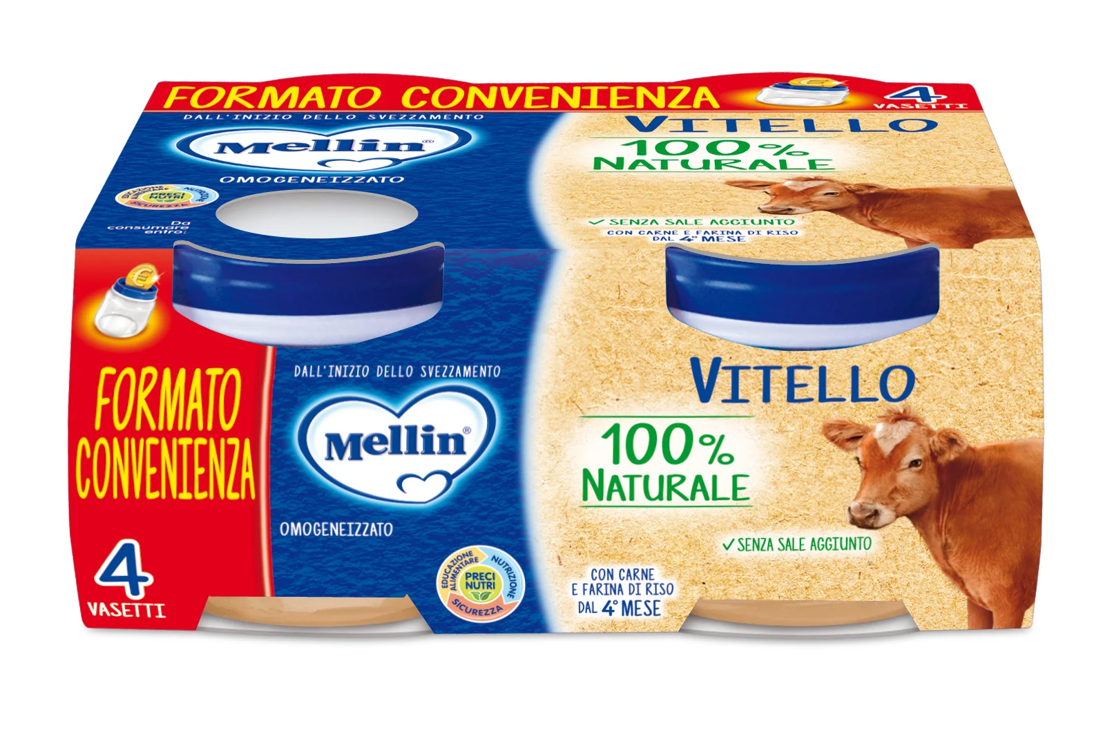 Mellin OMOGENEIZZATO Di Vitello 4 X 80 G Alimento per Infanzia