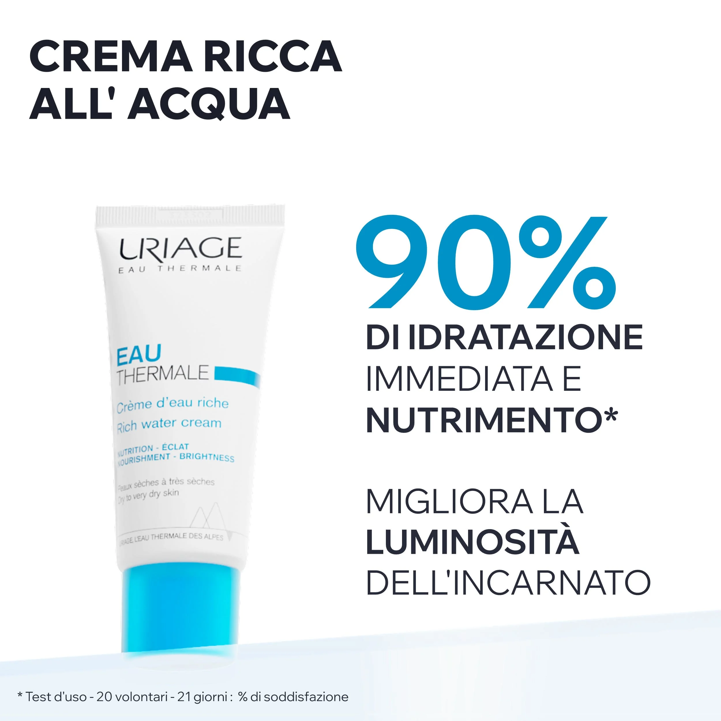Uriage Eau Thermale Crema Ricca all'Acqua Idratante Viso 40 ml Nutriente e Protettiva