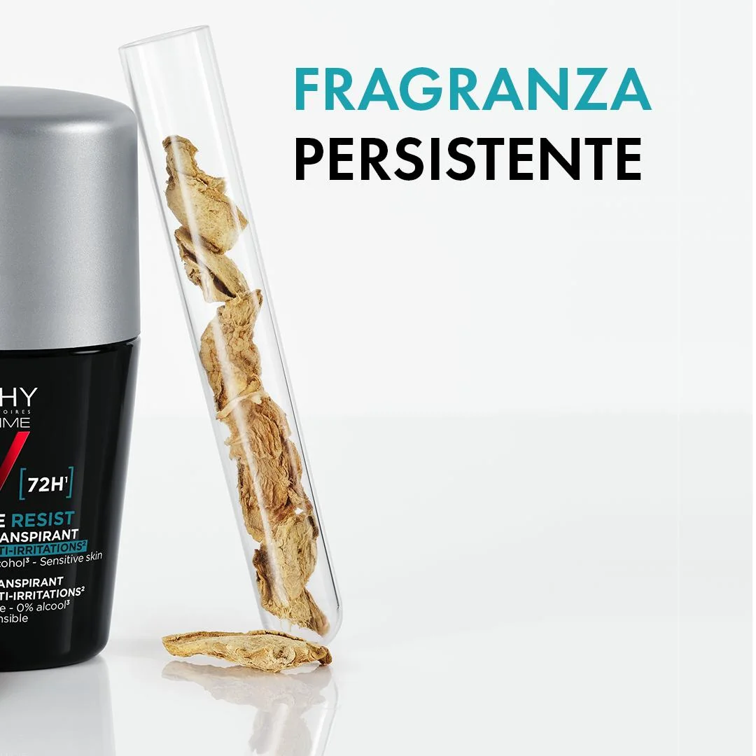 Vichy Homme Deodorante Roll-On Invisibile 72H, 50 Ml Freschezza Duratura