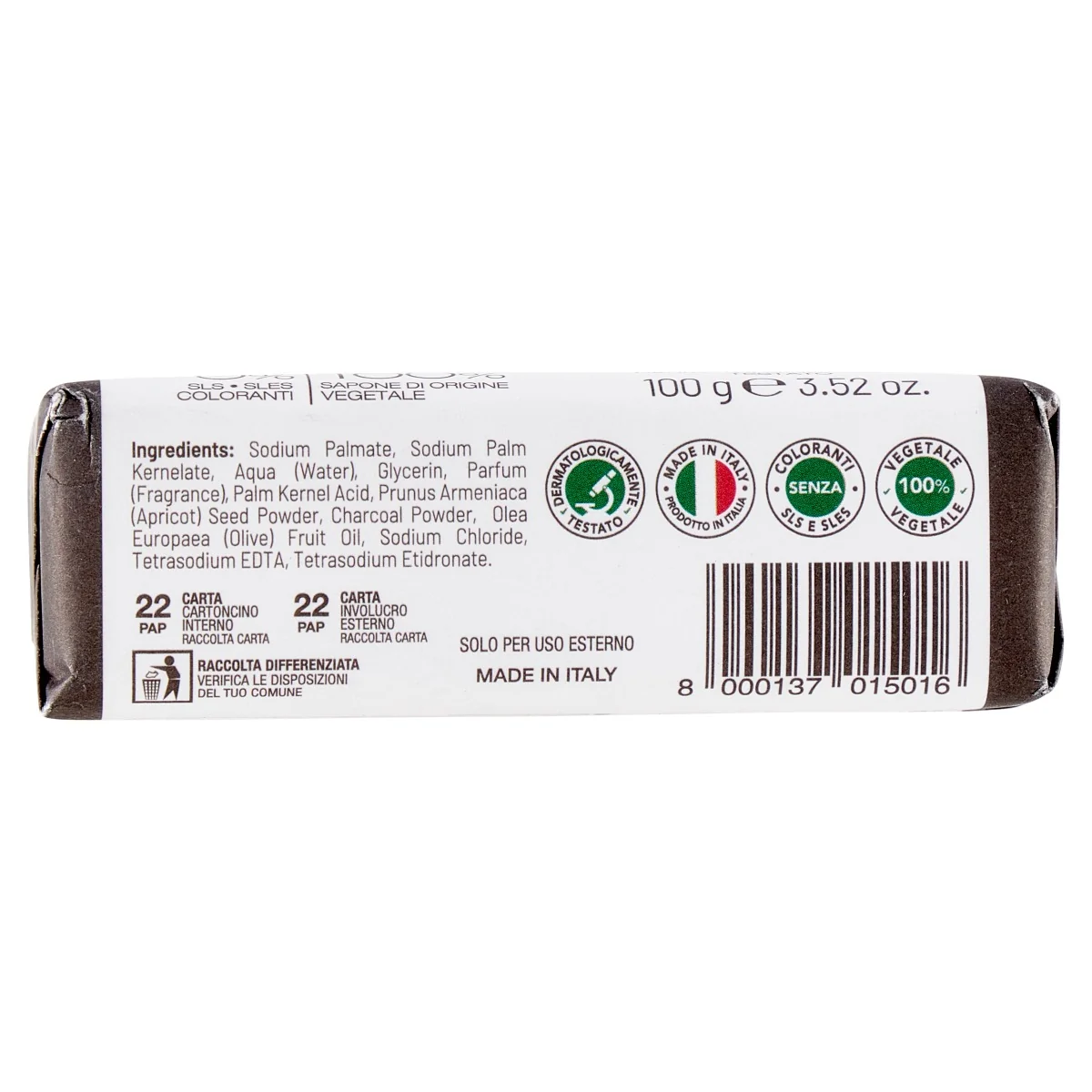 Equilibra Carbone Attivo Sapone 100 G Senza Parabeni