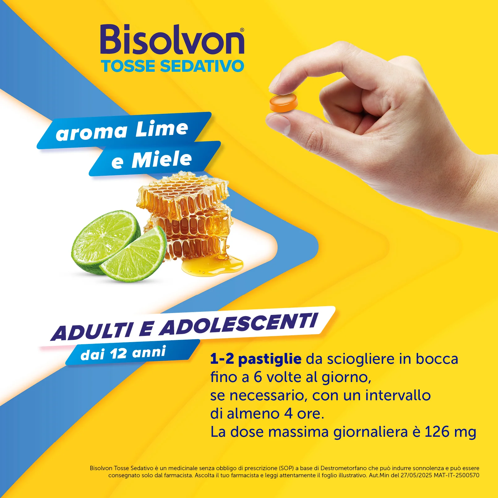 Bisolvon Tosse Sedativo 10,5 mg 20 Pastiglie Gommose Calma la Tosse
