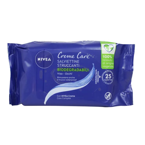 Nivea Salviettine Struccanti 3in1 Creme Care 25 Pz Viso occhi e labbra