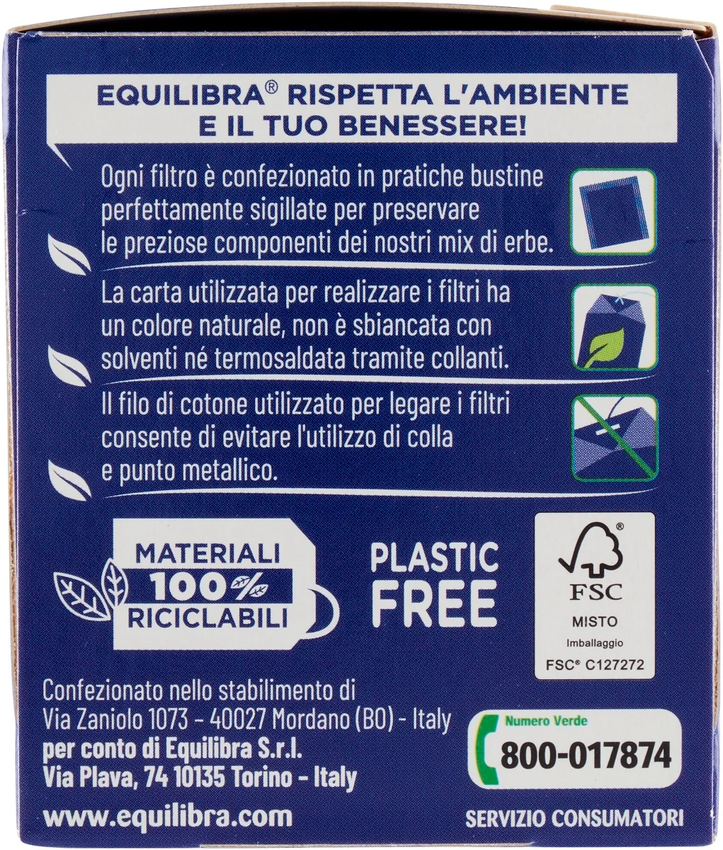 Equilibra Tisana Relax e Riposo 15 Filtri Con Camomilla, Melissa, Passiflora, Biancospino e Valeriana.