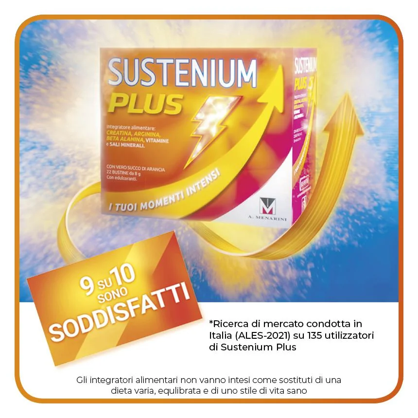 Sustenium Plus Integratore di Creatina Arginina 12 Bustine Minerali e Vitamine