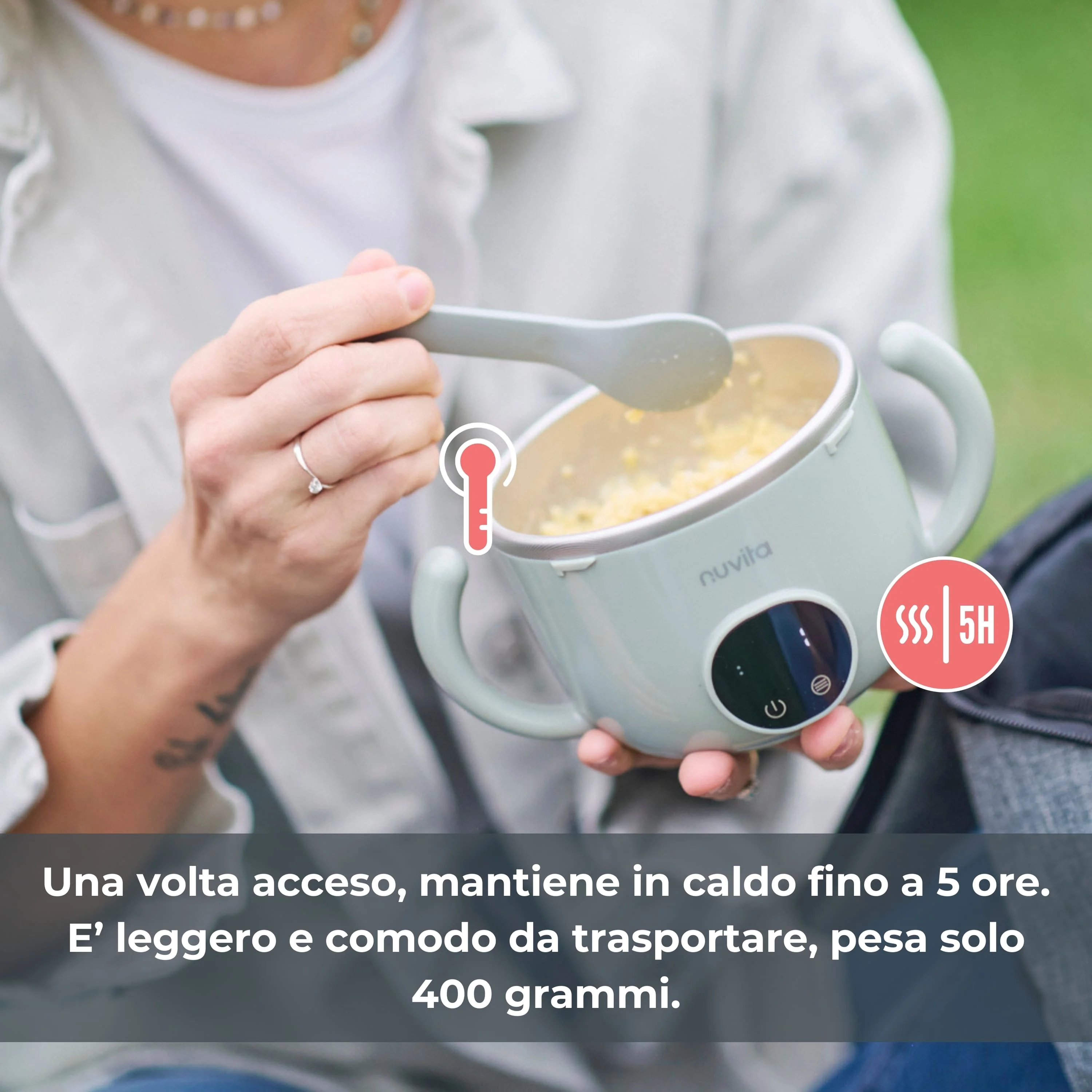 Nuvita Sage Green Pappa'N'Go Scaldavivande E Pastorizzatore