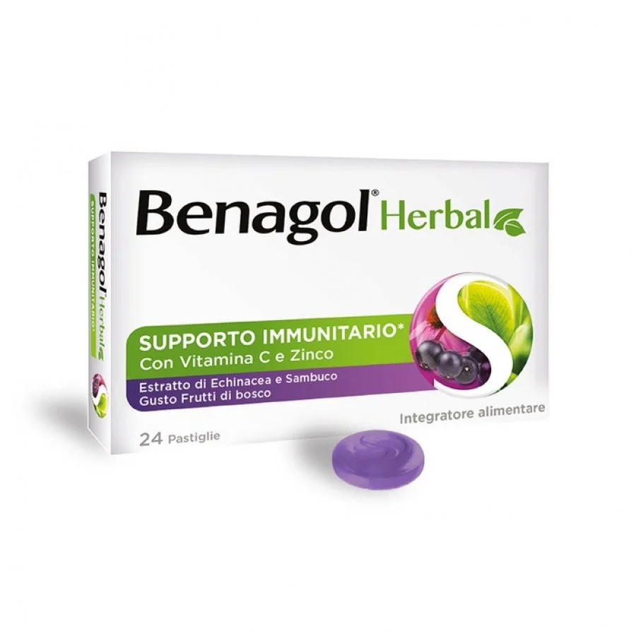 Benagol Herbal Frutti di Bosco 24 Pastiglie Benessere Gola