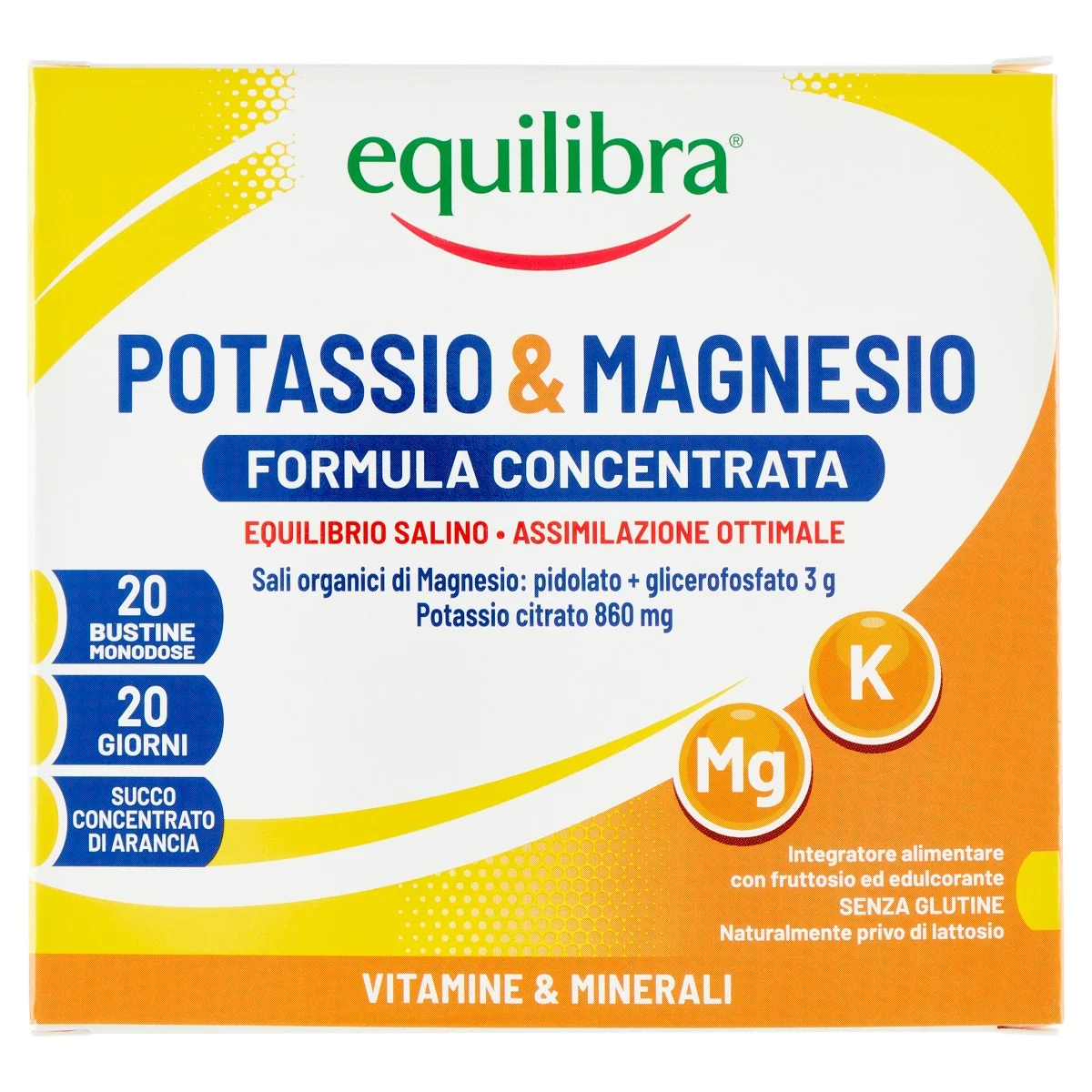 Equilibra Potassio & Magnesio Formula Concentrata 20 Bustine Integratore contro Stanchezza e Affaticamento