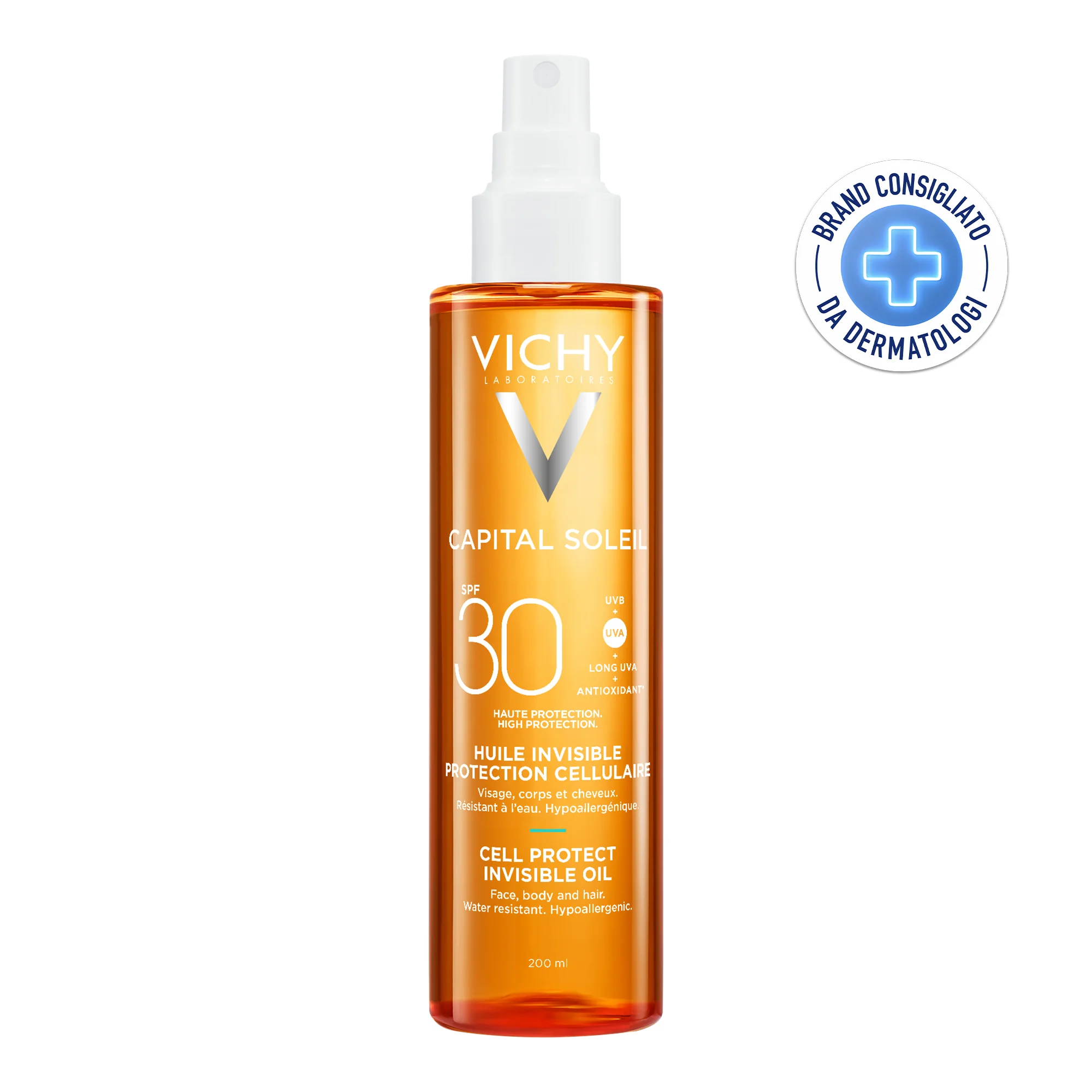 Vichy Cell Protect Olio Invisibile SPF30, 200 Ml Protezione solare corpo