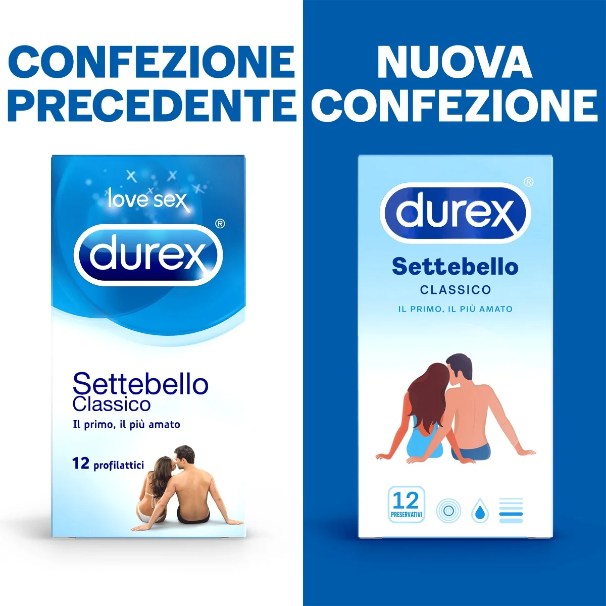 Durex Settebello Classico Preservativi 12 Pezzi Trasparenti e Lubrificati