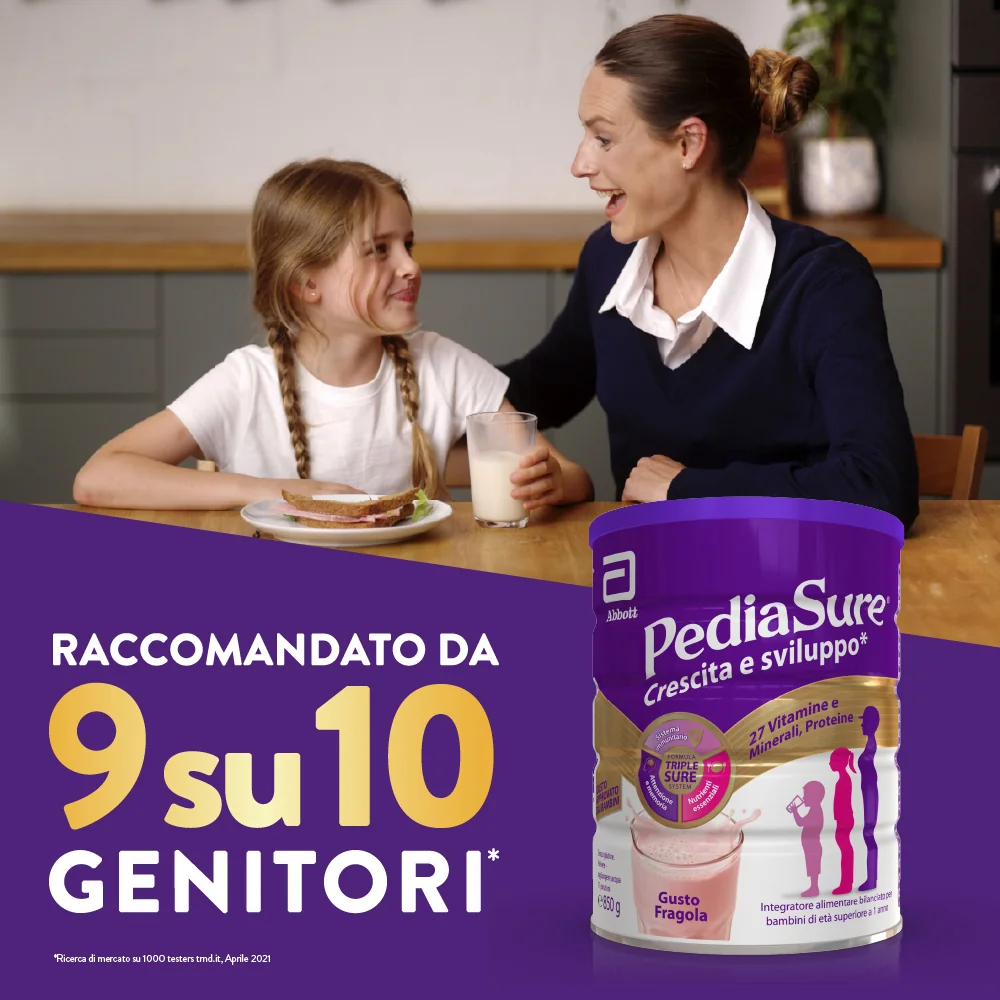 Pediasure Crescita E Sviluppo Integratore Multivitaminico Per Bambini 850g Fragola Integratore per la Crescita