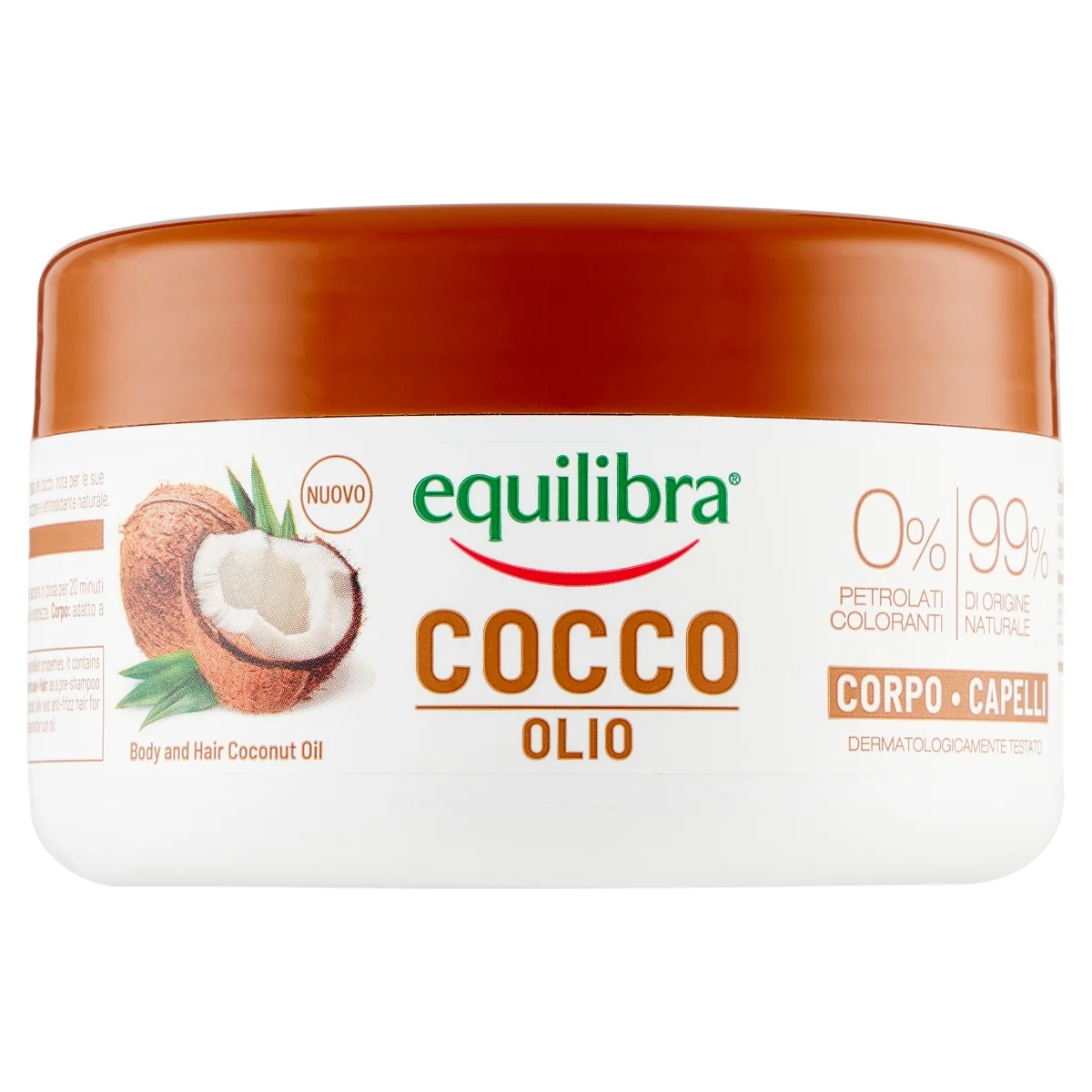 Equilibra Olio di Cocco 99% 250 Ml Nutriente Corpo e Capelli