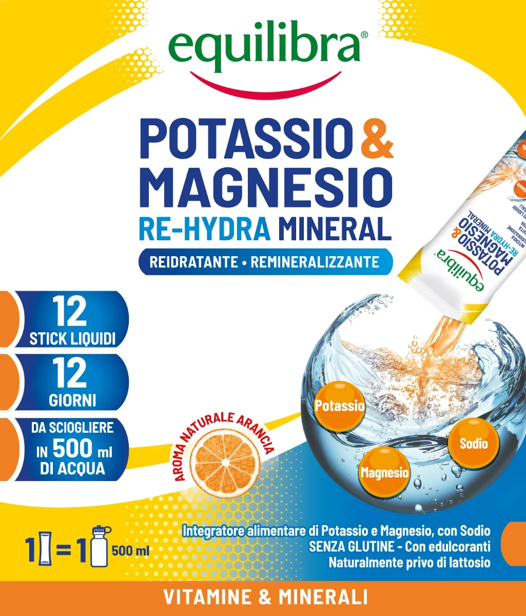 Equilibra Potassio&Magnesio Re -Hydra 12Stick Sali Minerali