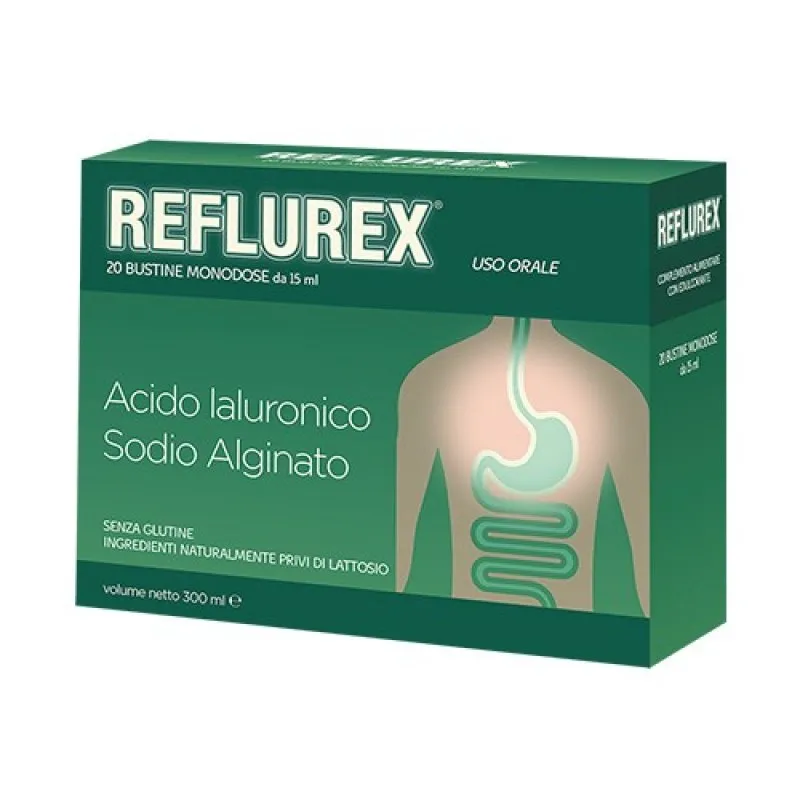 Reflurex 20 Bustine Monodose 15 ml Contro i Sintomi del Reflusso Gastroesofageo