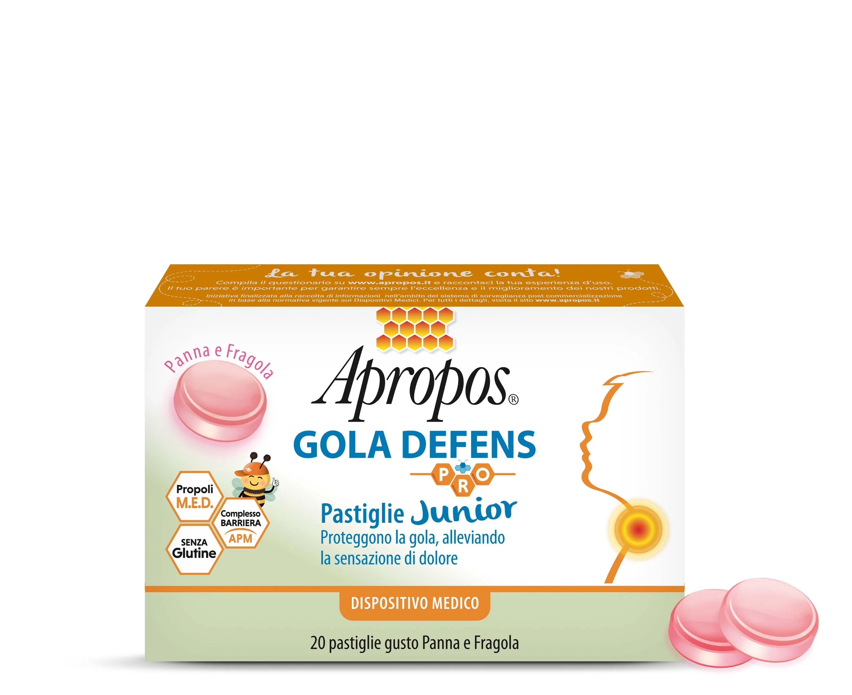 Apropos Gola Defens Pro 20 Pastiglie Junior Panna Fragola Benessere della Gola