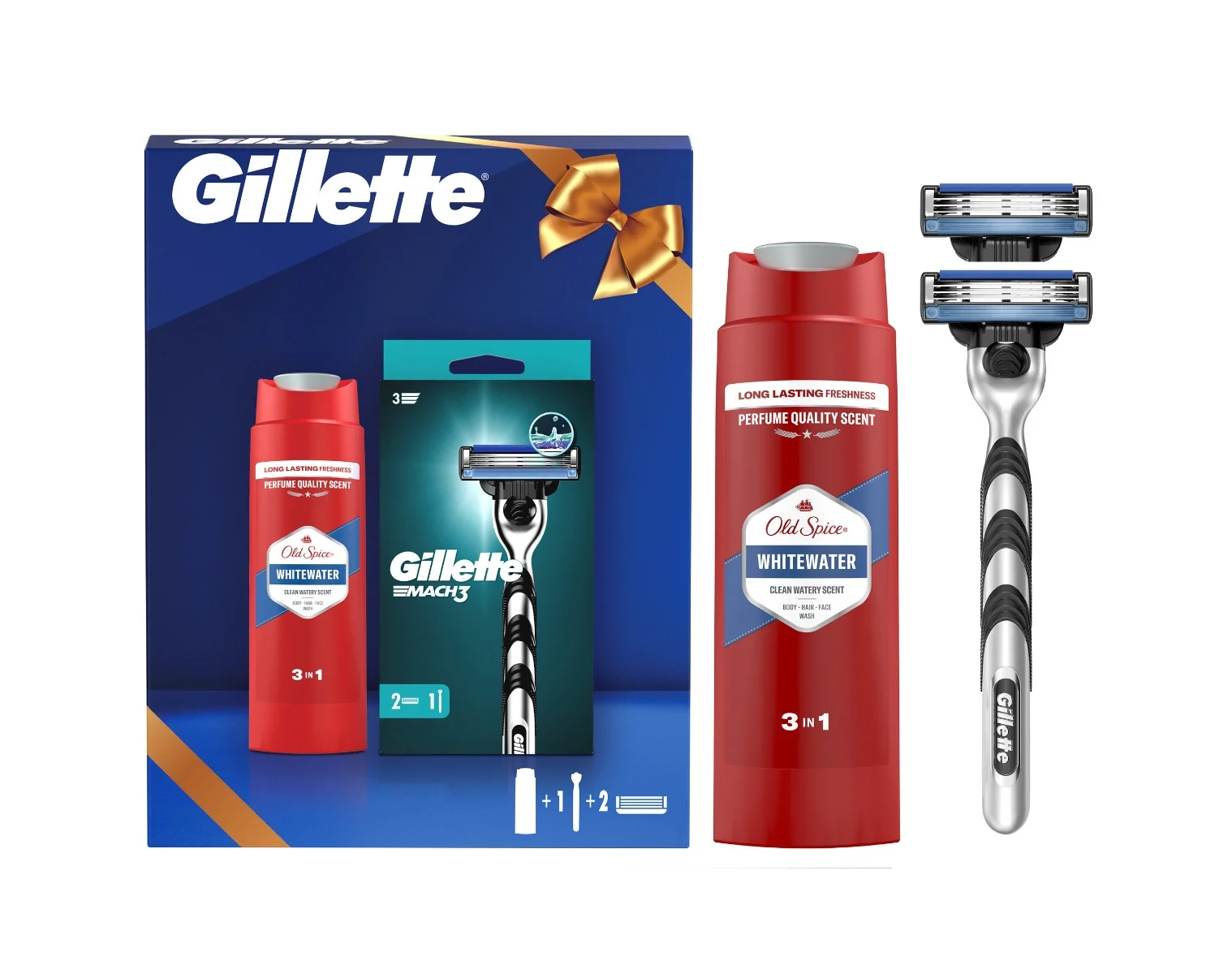 Gillette Giftset Rasoio MACH3 + Gel Old Spice 250 ml Confezione Regalo per Uomo
