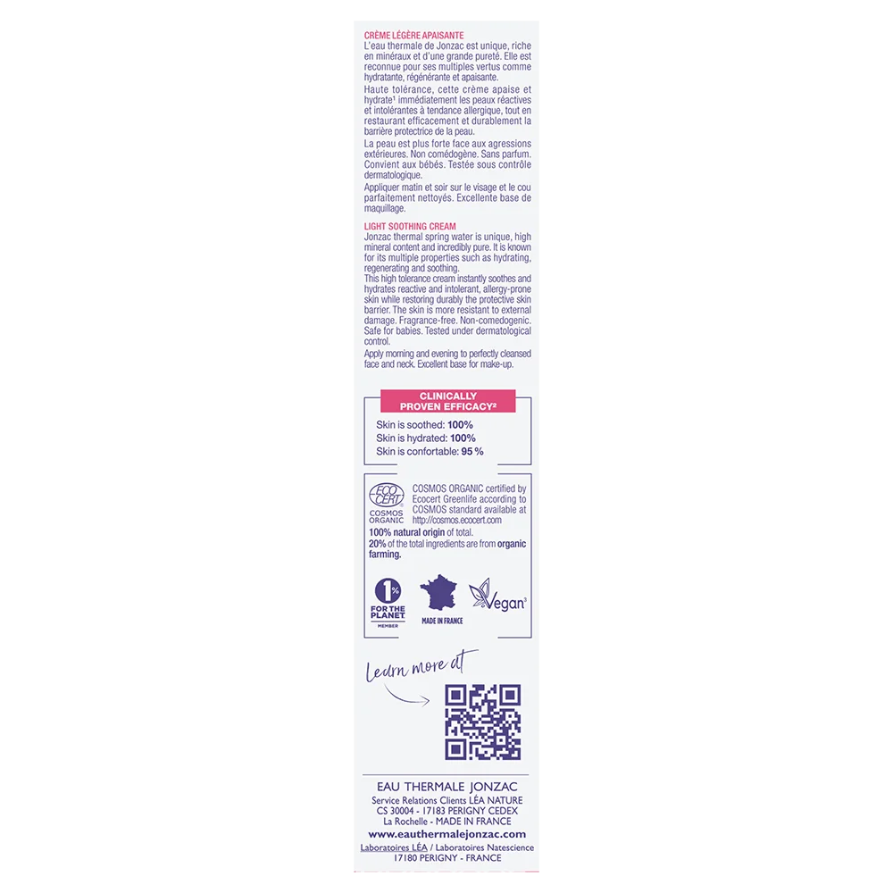 Jonzac Emulsione Leggera Alta Tolleranza Reactive 40 Ml Pelli Intolleranti a Tendenza Allergica