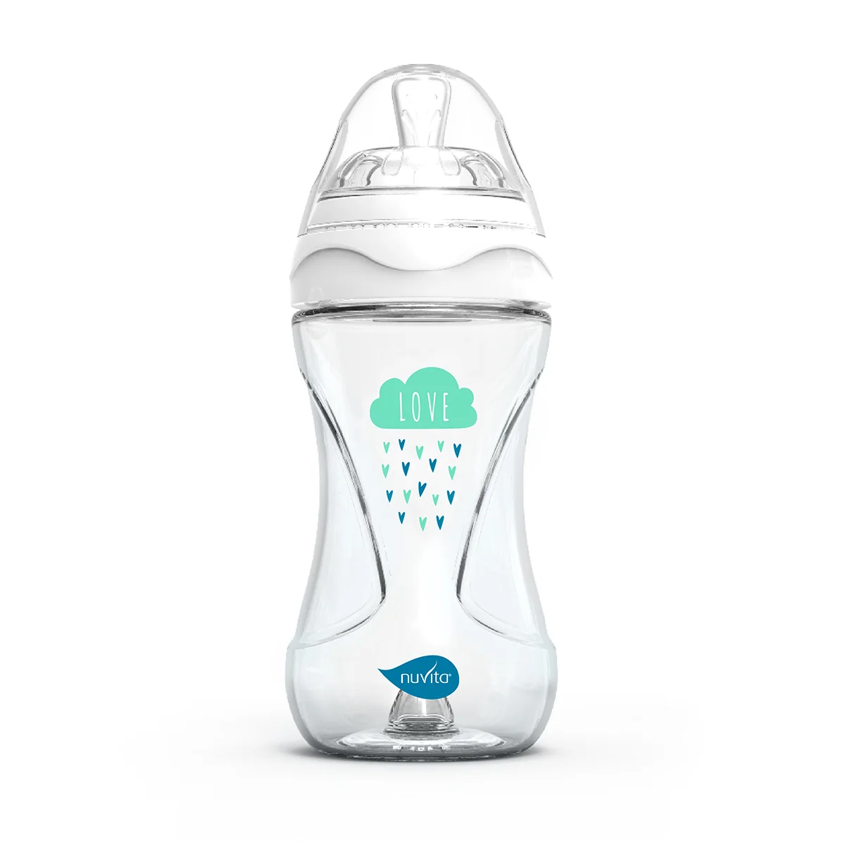 Nuvita Collection Glass Biberon Vetro Con Valvola Riduci Coliche 240 ml, Bianco