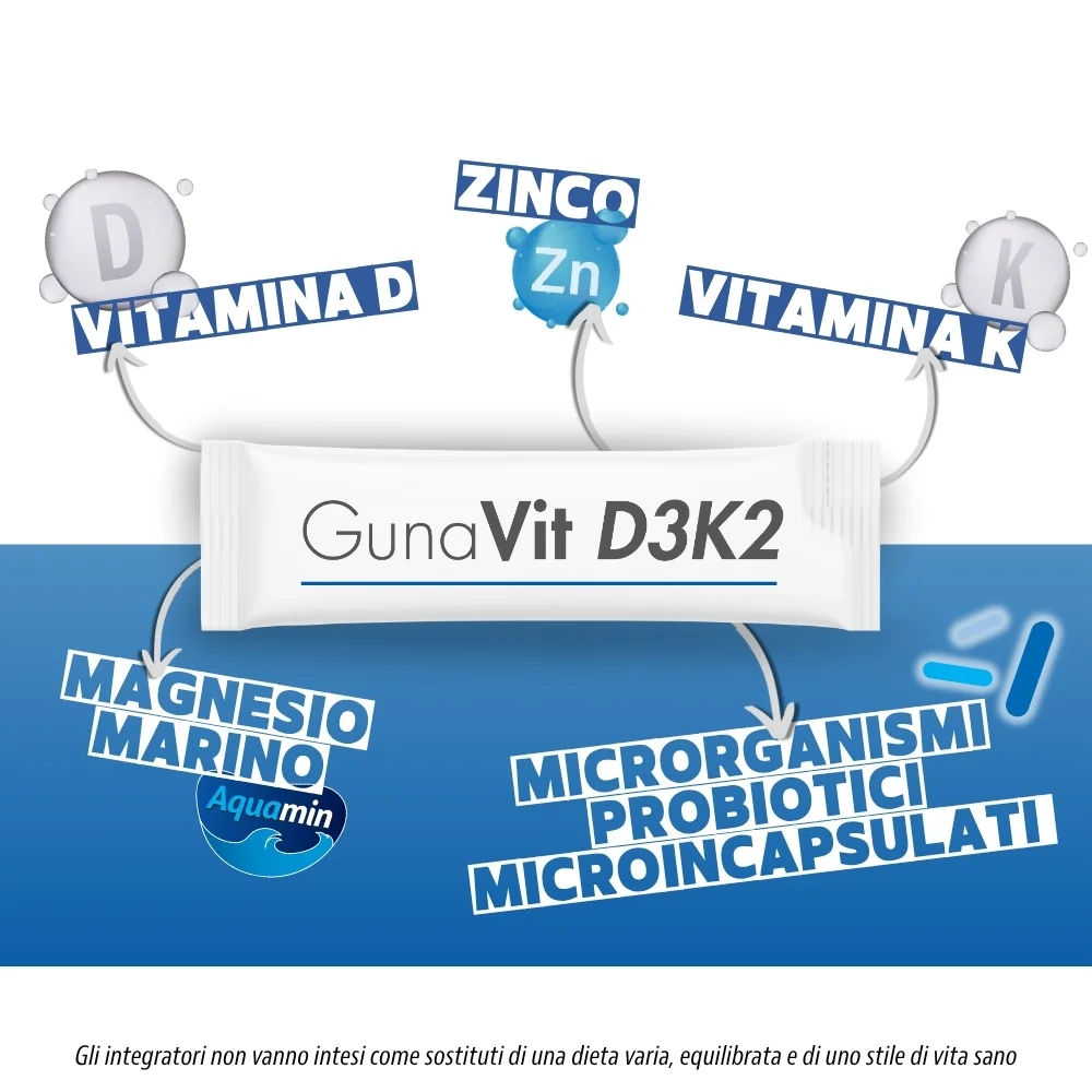 Gunavit D3K2 30Stick 2G Ossa e Benessere Intestinale