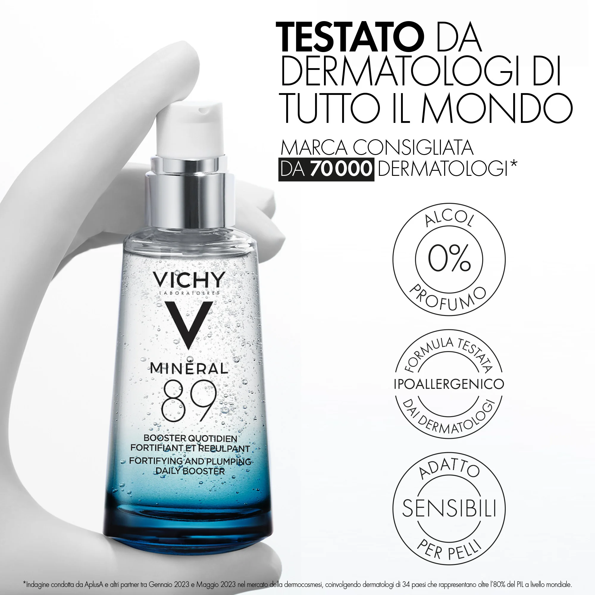 Vichy Minéral 89, 50 Ml Booster quotidiano fortificante e rimpolpante con acido ialuronico