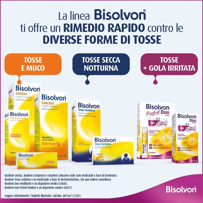 Bisolvon Duo Pocket Lenitivo Contro Tosse e Gola Irritata 14 Bustine