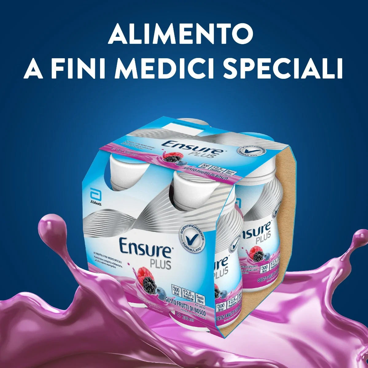 Abbott Ensure Plus Frutti di Bosco 4x200ml Integratore Ipercalorico