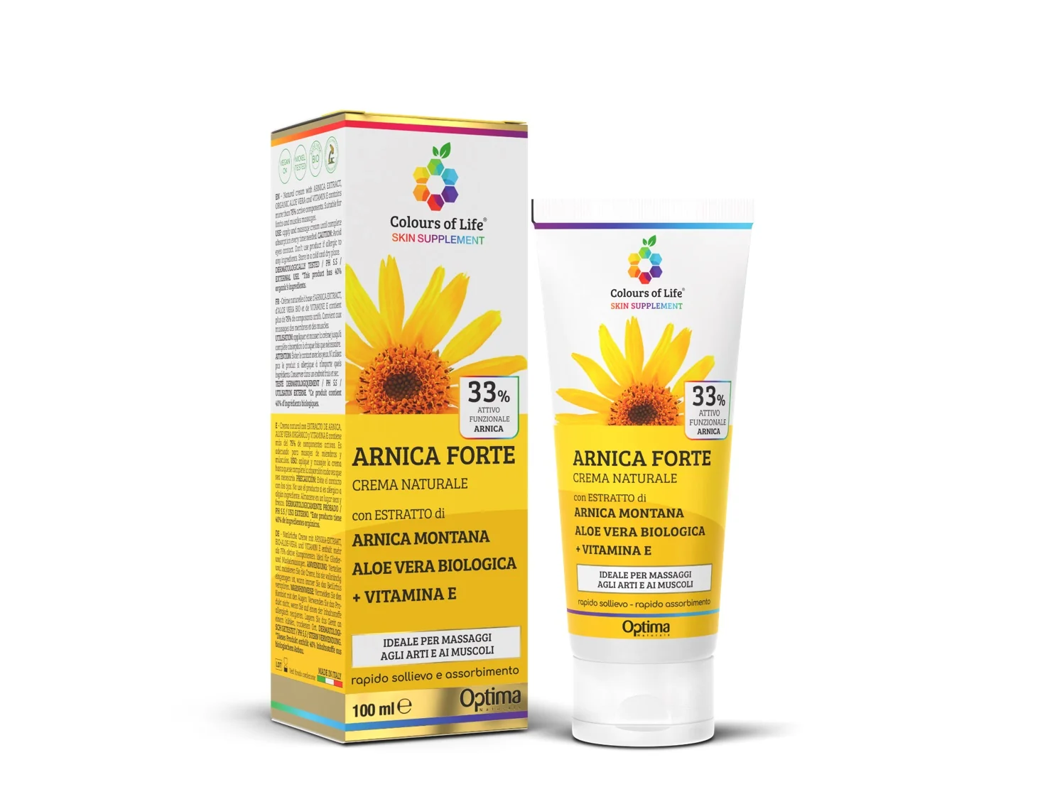 Colours Of Life Arnica Forte Crema Eudermica Naturale 100 ml Per traumi, contusioni e strappi muscolari