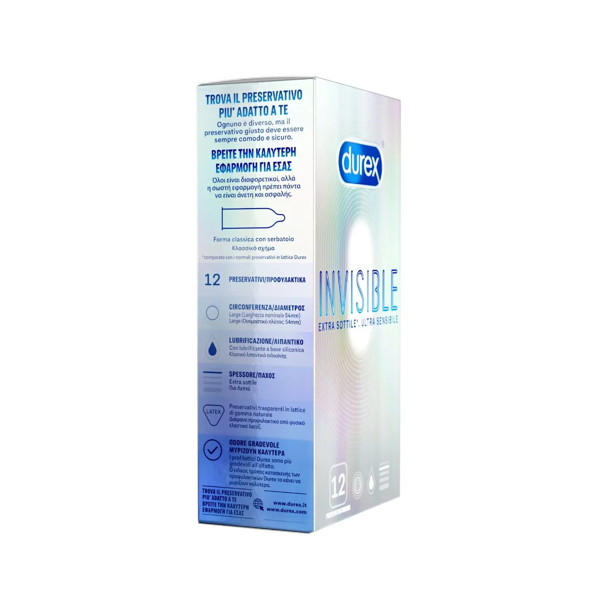 Durex Invisible Preservativi Ultra Sottili 12 Pezzi Per Massimizzare la Sensibilità