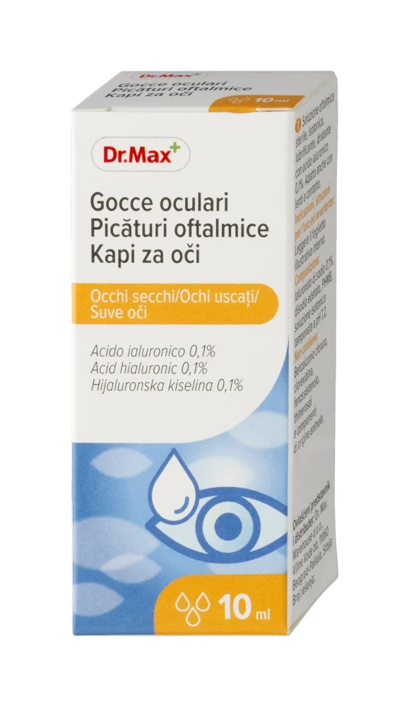 Dr. Max Gocce Oculari 0,1% HA 10Ml Per Occhi Secchi, Irritati e Affaticati.