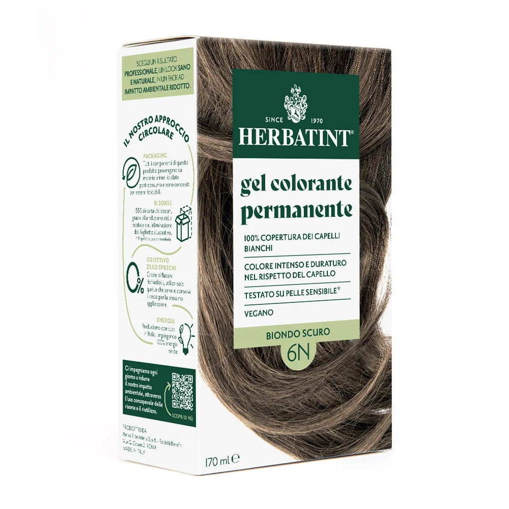 Herbatint Gel Colorante Permanente 6N Biondo Scuro 170 Ml Colore Intenso e Duraturo