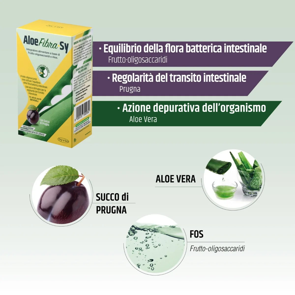 Aloe Fibra Sy 14 Stick 210 ml Equilibrio Flora Intestinale