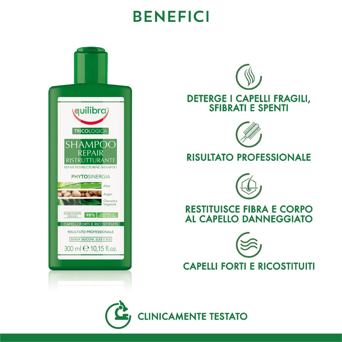 Equilibra Tricol Shampoo Repair 300 Ml per Capelli Danneggiati