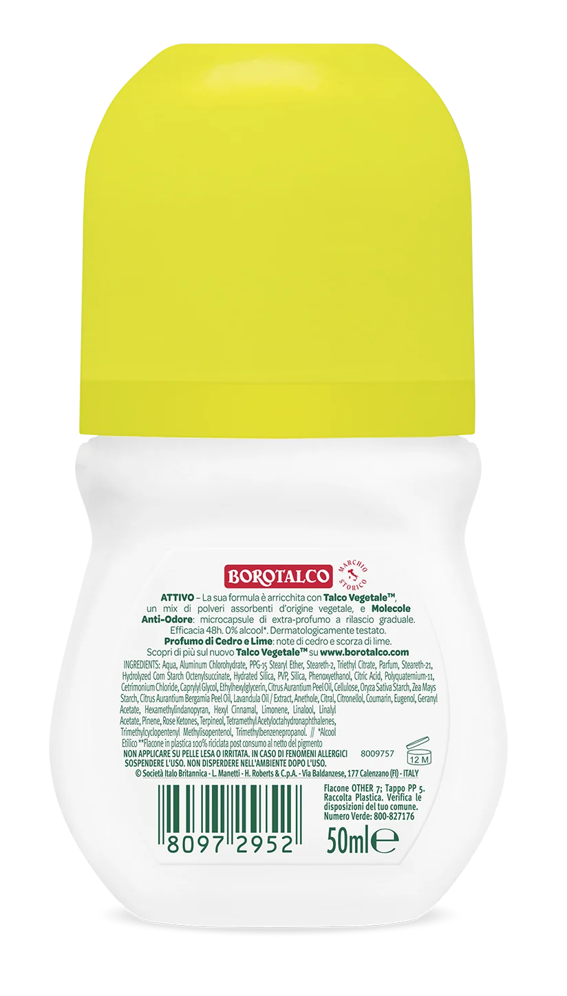 Borotalco Deo Roll Attivo Giallo 50 ml Deodorante 48h