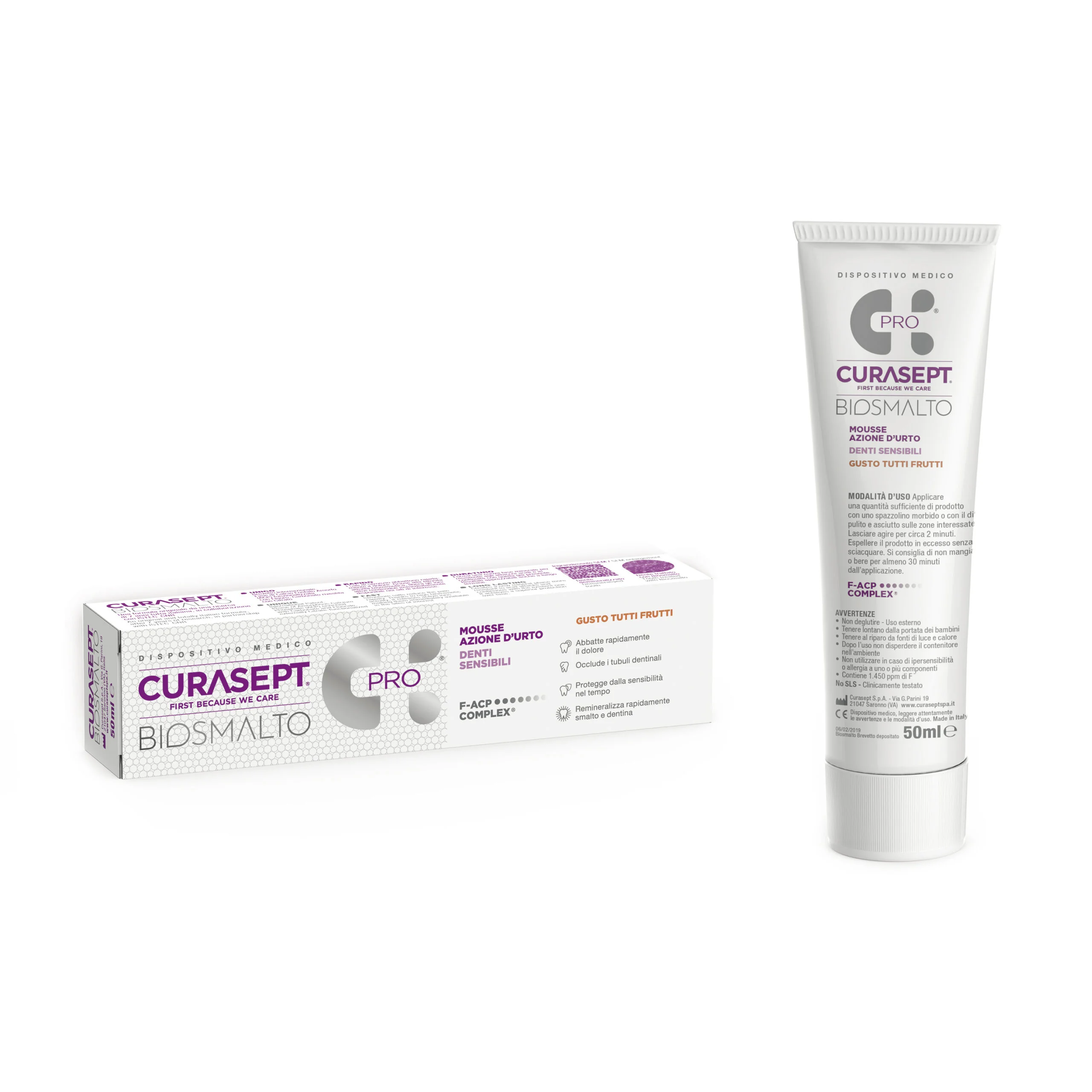 Curasept Biosmalto Mousse Denti Sensibili 50 ml Azione Urto