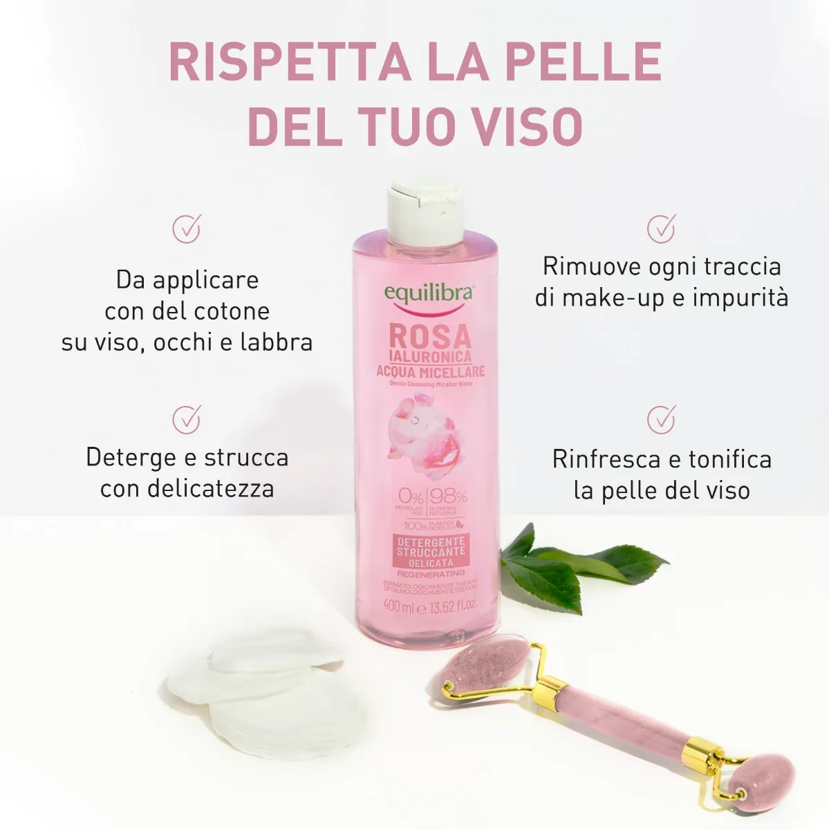 Equilibra Rosa Acqua Micellare 400 Ml Detergente e Struccante