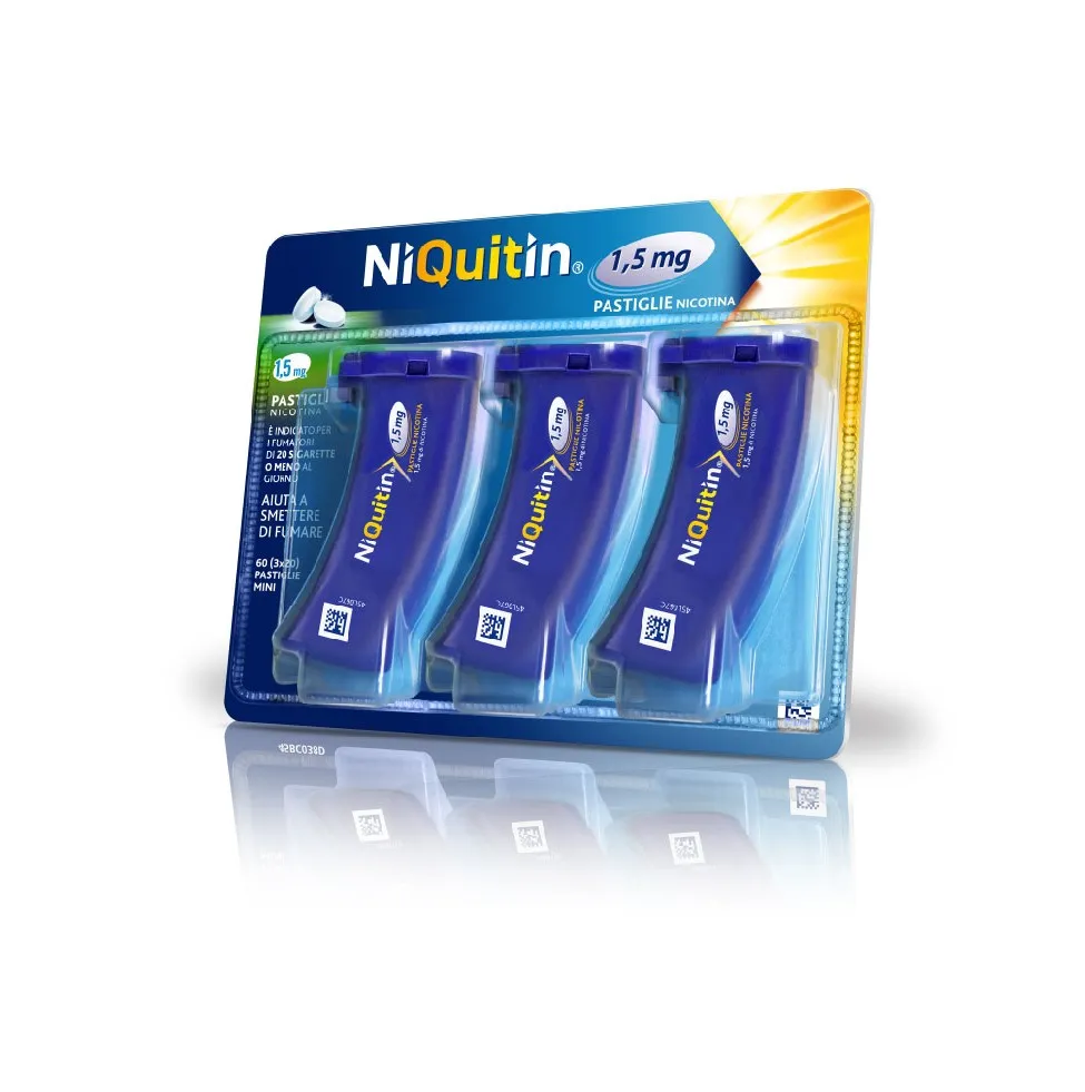 NiQuitin 1,5 mg Nicotina Mini Pastiglie Gusto Menta 3 Astucci