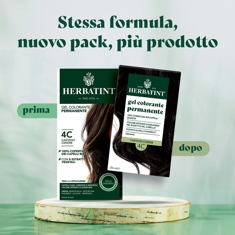 Herbatint Gel Colorante Permanente 4C Castano Cenere 170 Ml Colore Intenso e Duraturo