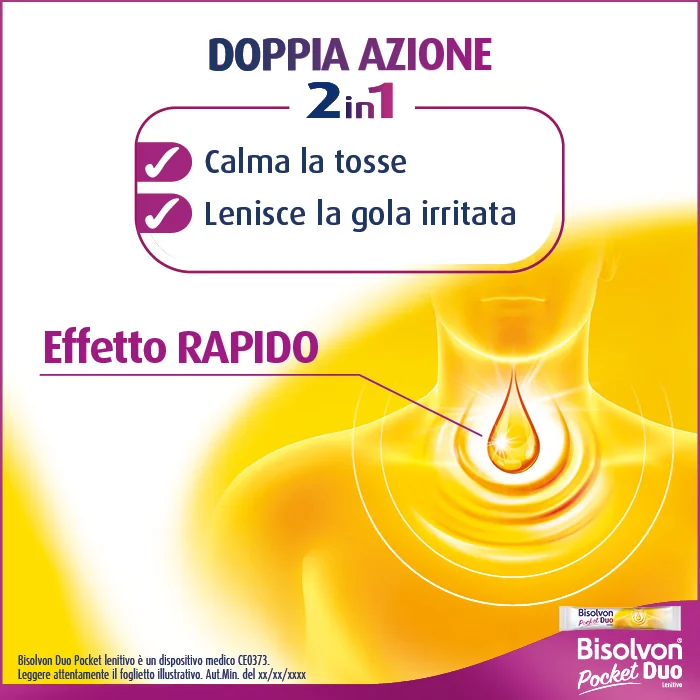 Bisolvon Duo Pocket Lenitivo Contro Tosse e Gola Irritata 14 Bustine