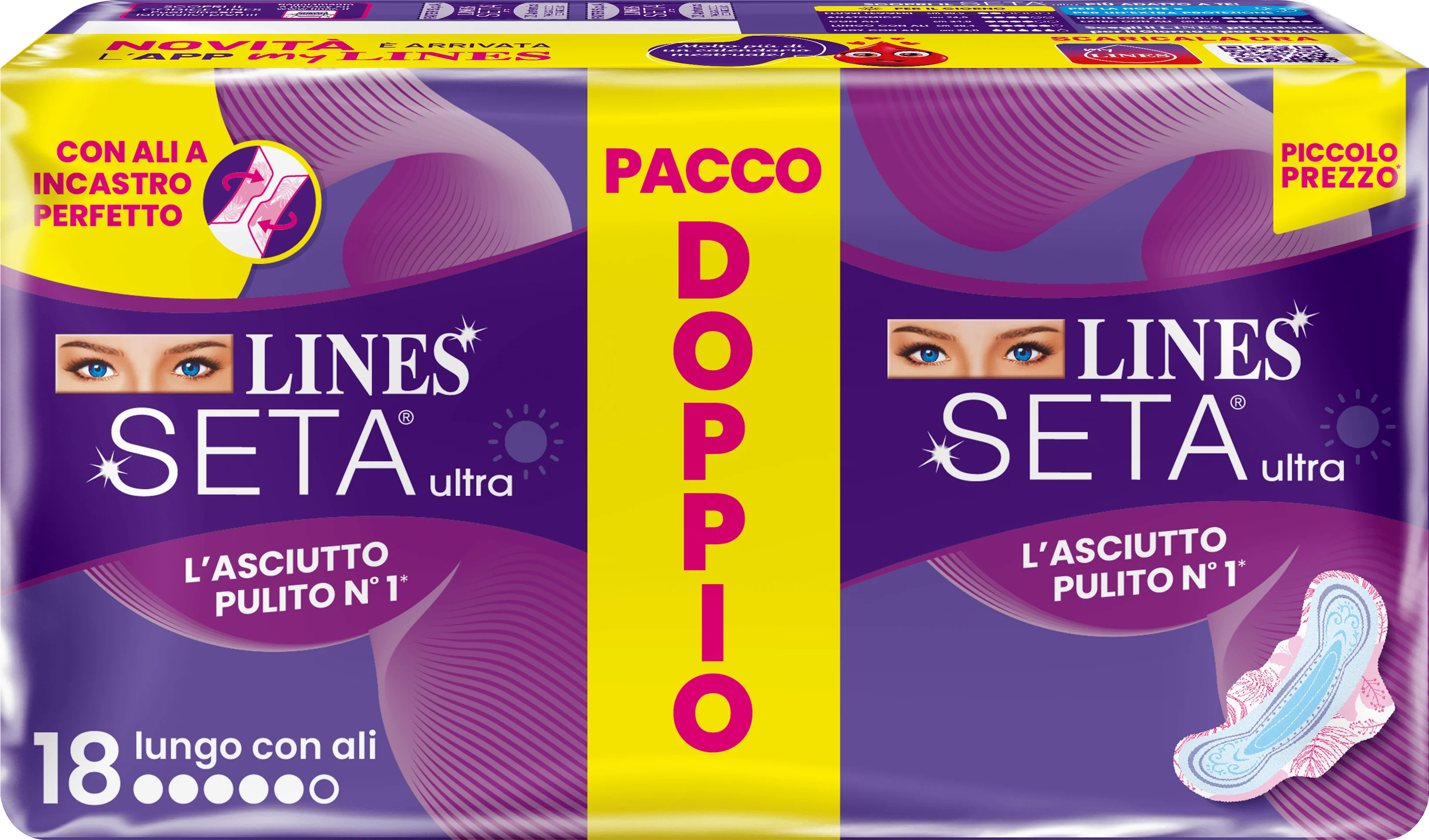 Lines Seta Ultra Assorbenti Lungo Vp Dwct 18 Pezzi Asciutto Pulito