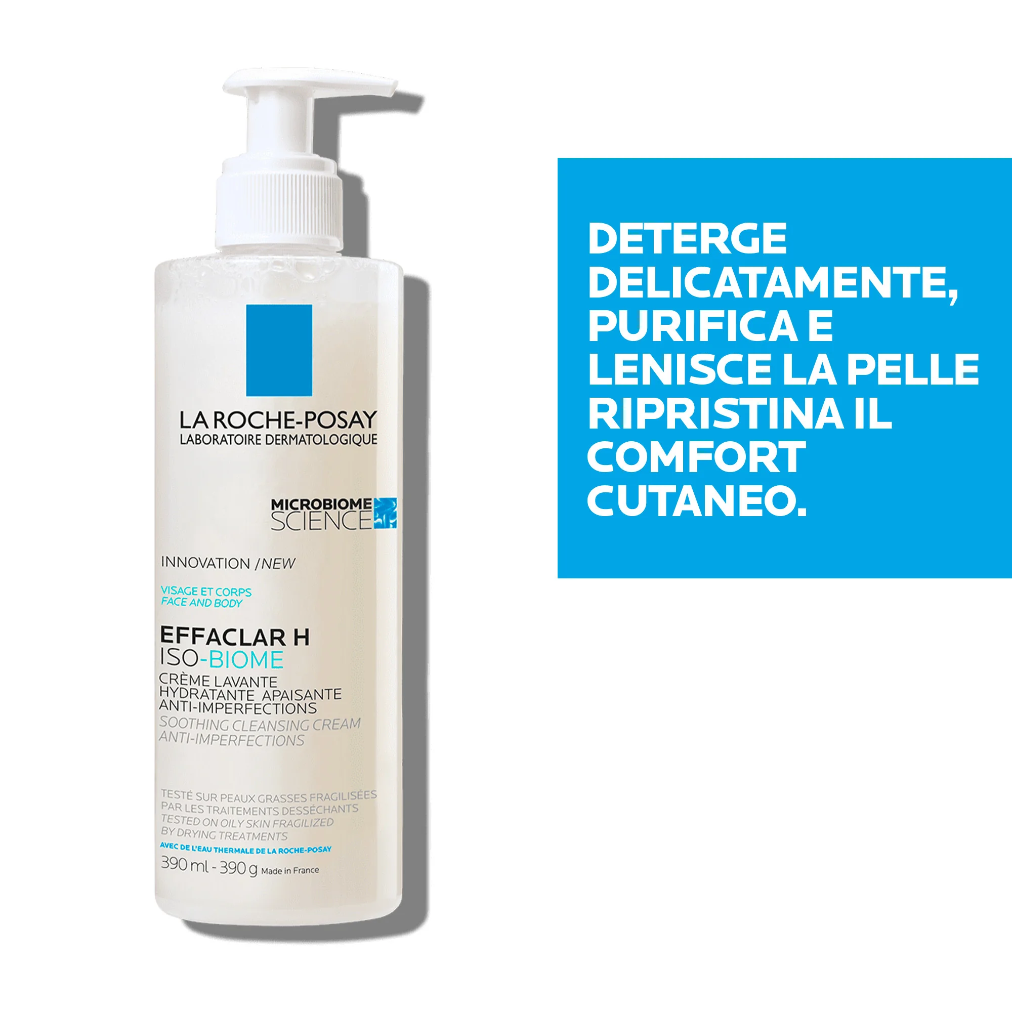 La Roche Posay Effaclar H Iso Biome Crema Lavante 400 ml Detergente Viso Pelle Grassa A Tendenza Acneica