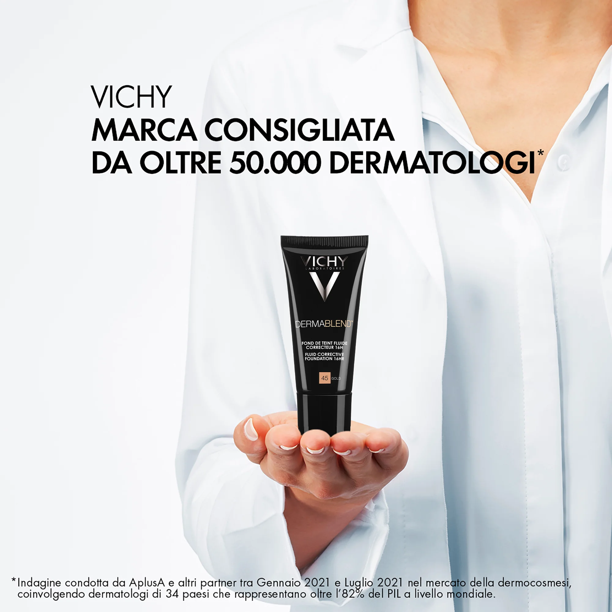 Vichy Dermablend Fluido 45, 30 ml Fondotinta correttore 16h