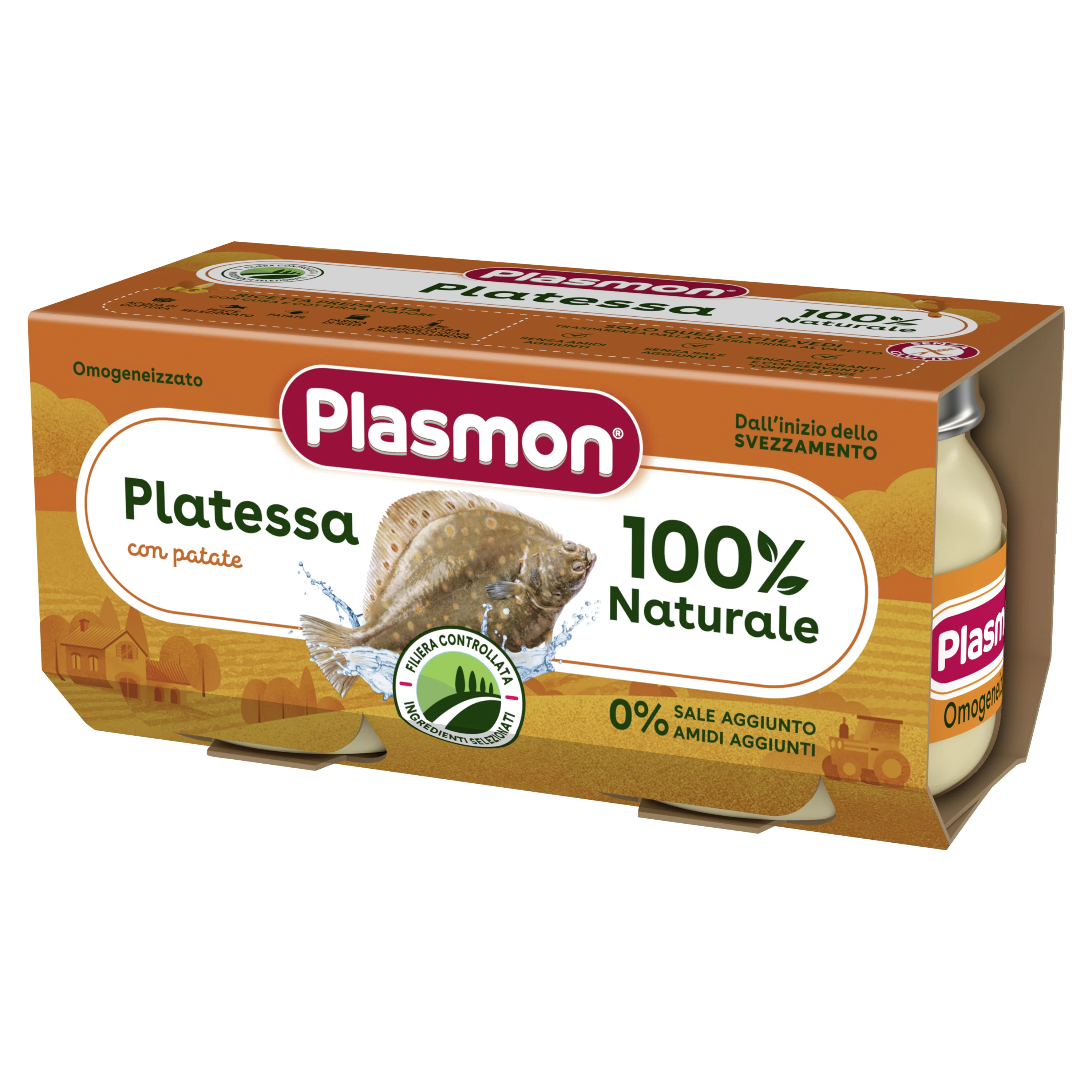 Plasmon Omogeneizzato Platessa 2 Vasetti Da 80 g Alimento per l'infanzia