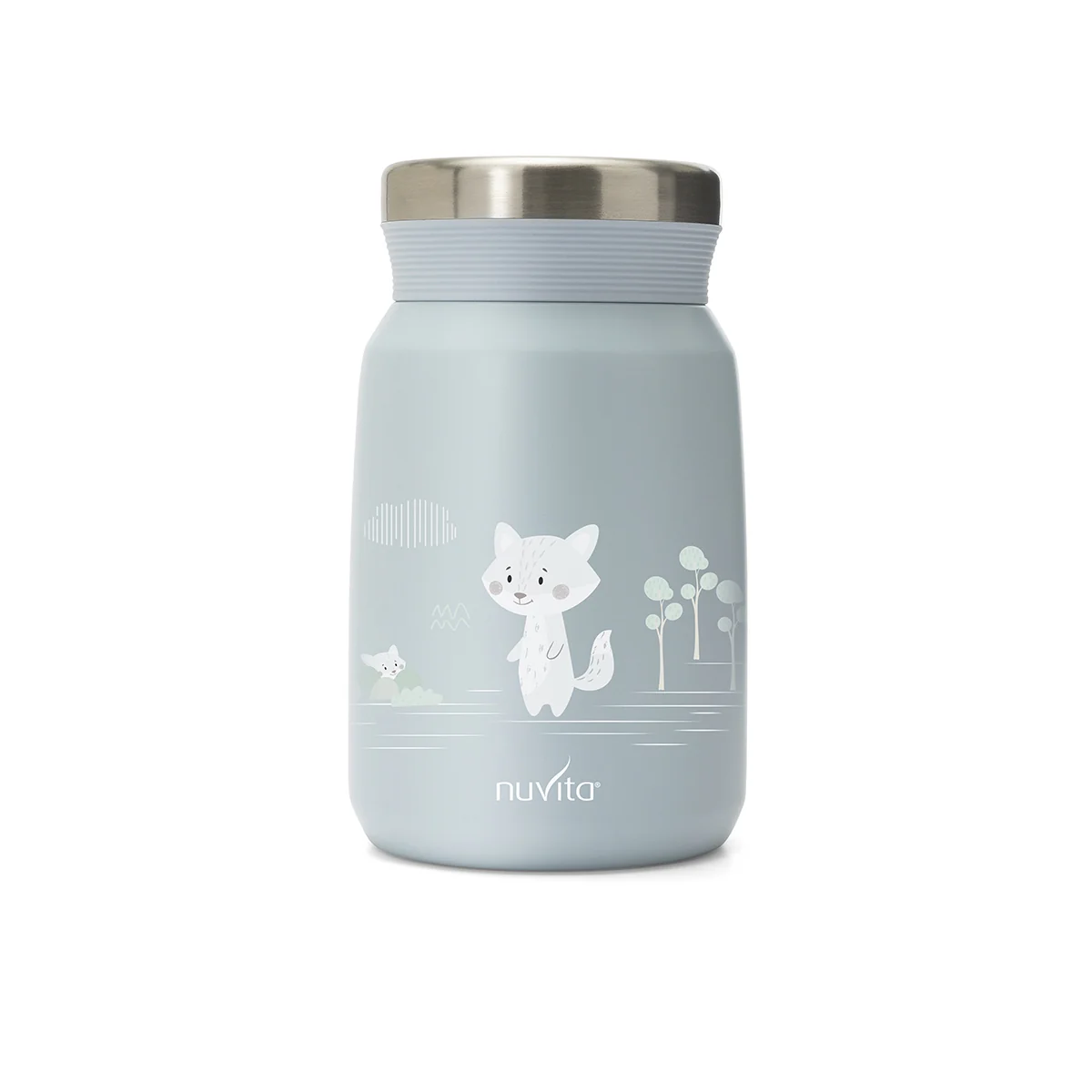 Nuvita Contenitore Termico Acciaio Inox Cibi Liquidi/Solidi Azzurro 500 ml Chiusura Ermetica per Pappe e Brodo