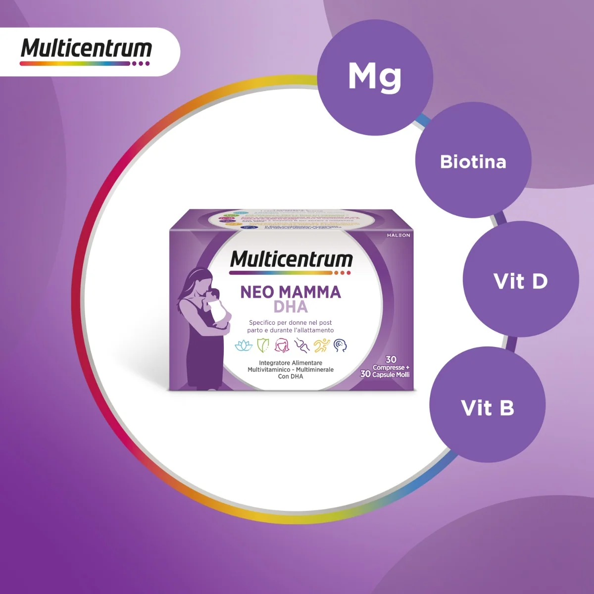Multicentrum Neo Mamma DHA 30 + 30 Integratore Vitamine e Minerali